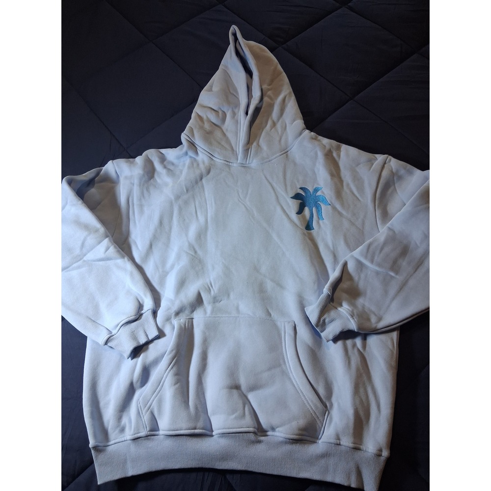 Pink Palm Puff Everything Comes In Waves Hoodie Light‎ Blue Oversized Large